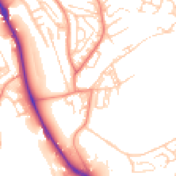 Daytime road noise heatmap for BD2 1BD