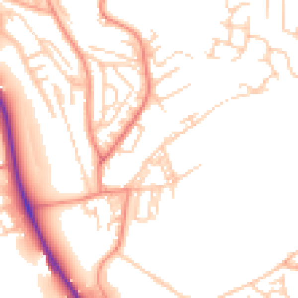 Daytime road noise heatmap for BD2 1BG