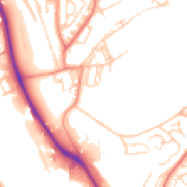 Daytime road noise heatmap for BD2 1DF