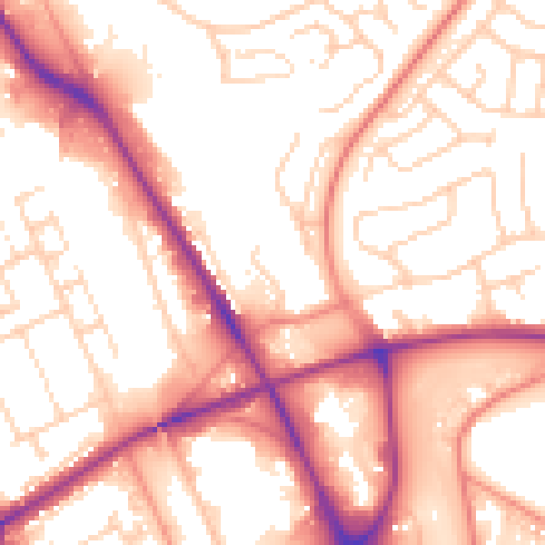 Daytime road noise heatmap for BD2 1DP