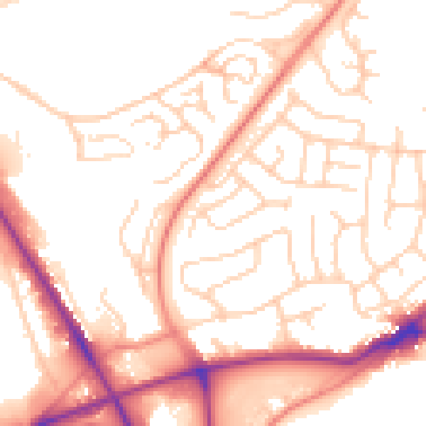Daytime road noise heatmap for BD2 1EE