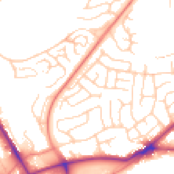 Daytime road noise heatmap for BD2 1EF