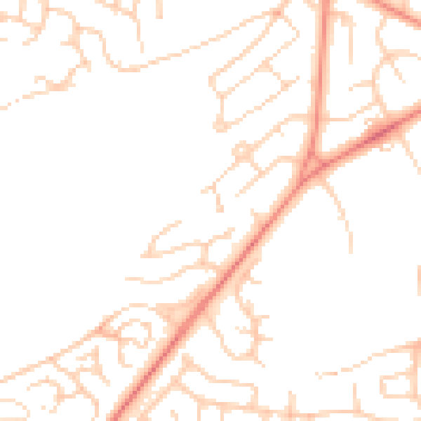 Daytime road noise heatmap for BD2 1JY