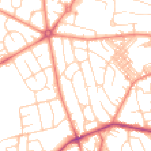 Daytime road noise heatmap for BD2 2AD