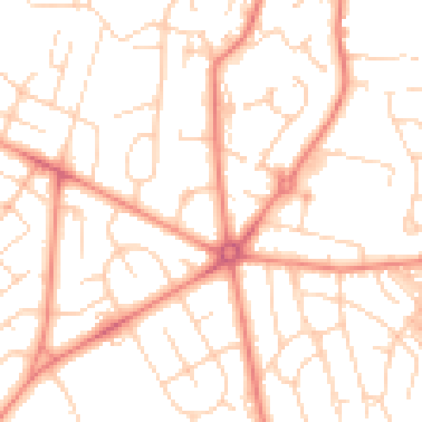Daytime road noise heatmap for BD2 2AU