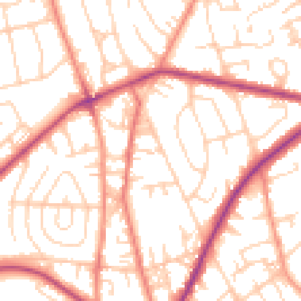 Daytime road noise heatmap for BD2 3BB