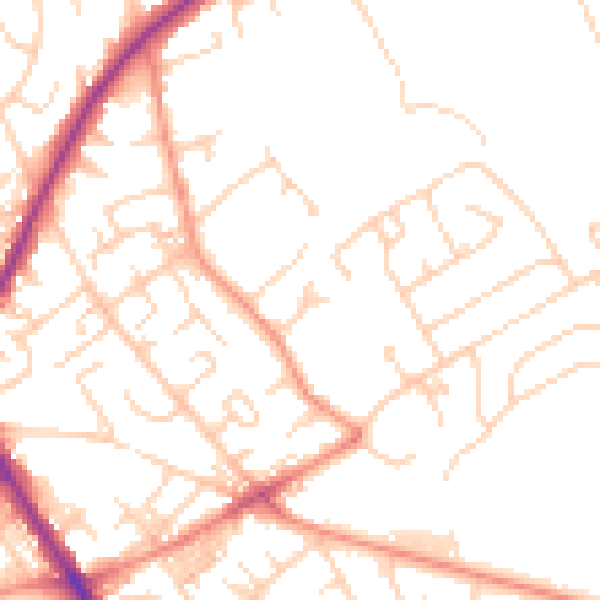 Daytime road noise heatmap for BD2 3HX