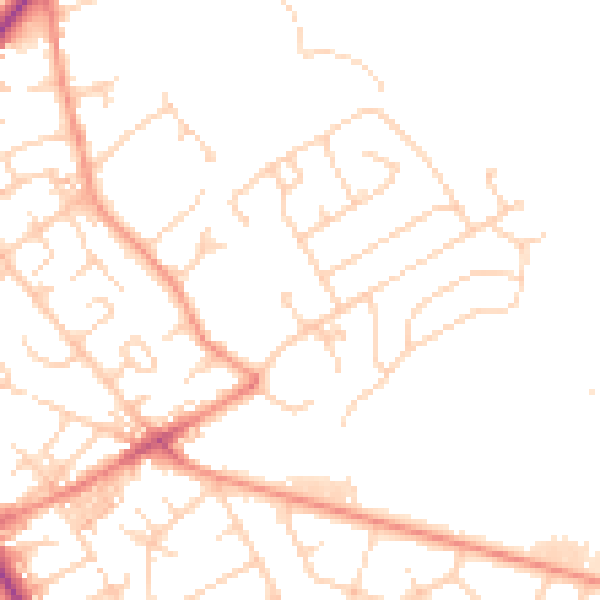 Daytime road noise heatmap for BD2 3JN