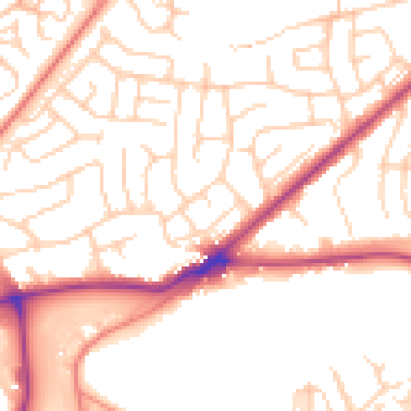 Daytime road noise heatmap for BD2 4AL