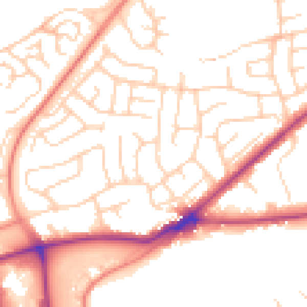 Daytime road noise heatmap for BD2 4AW