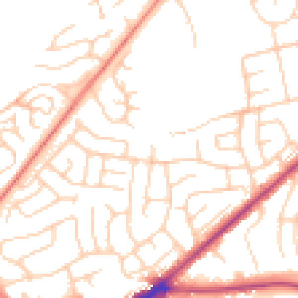 Daytime road noise heatmap for BD2 4DY