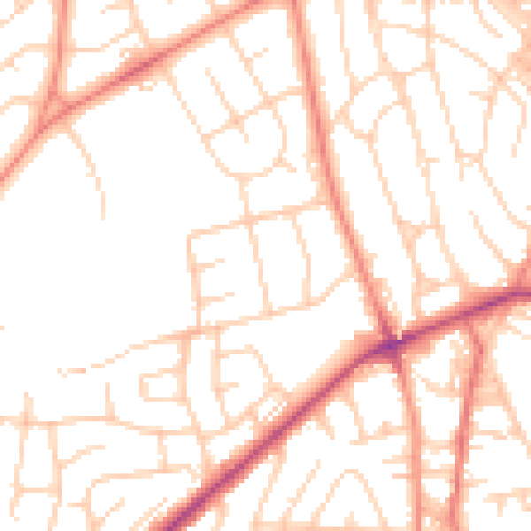 Daytime road noise heatmap for BD2 4ET