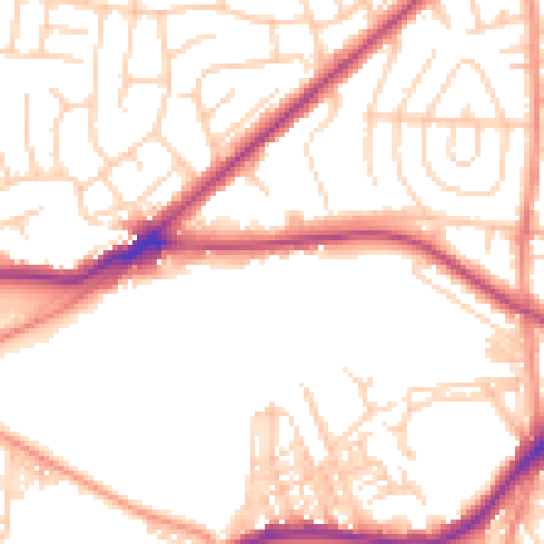 Daytime road noise heatmap for BD2 4LR