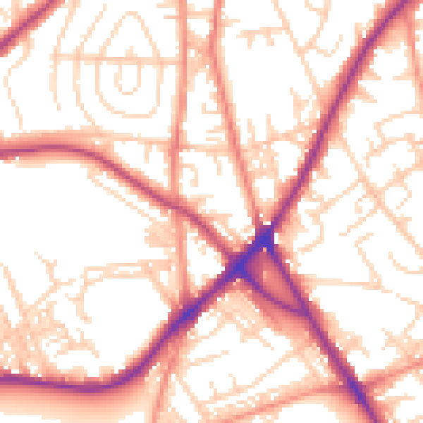 Daytime road noise heatmap for BD2 4PB