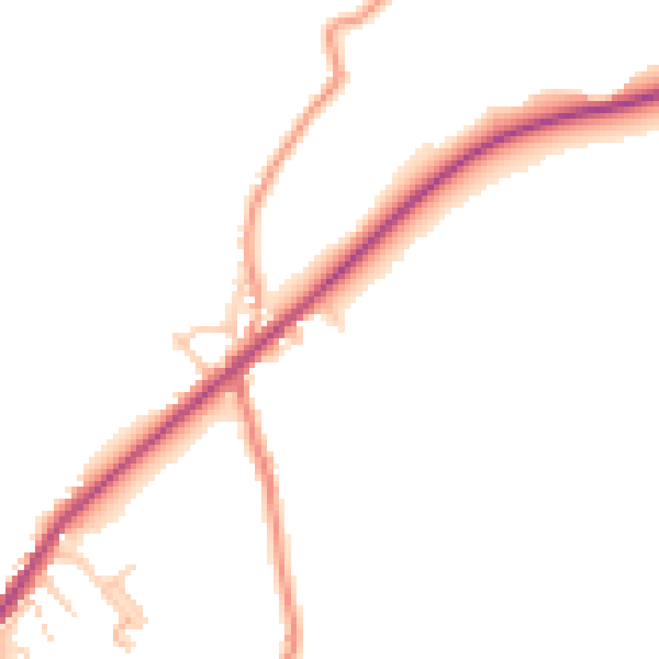 Daytime road noise heatmap for BD22 0NG
