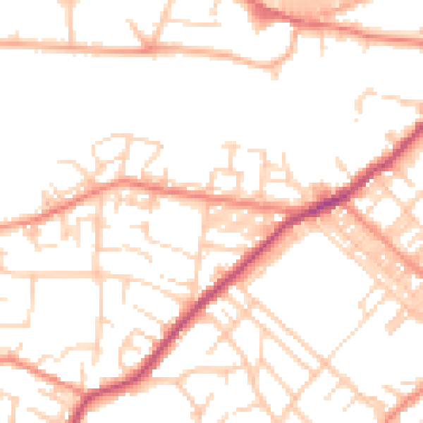Daytime road noise heatmap for BD22 6AD