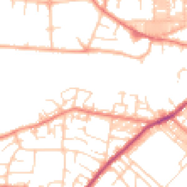 Daytime road noise heatmap for BD22 6BD