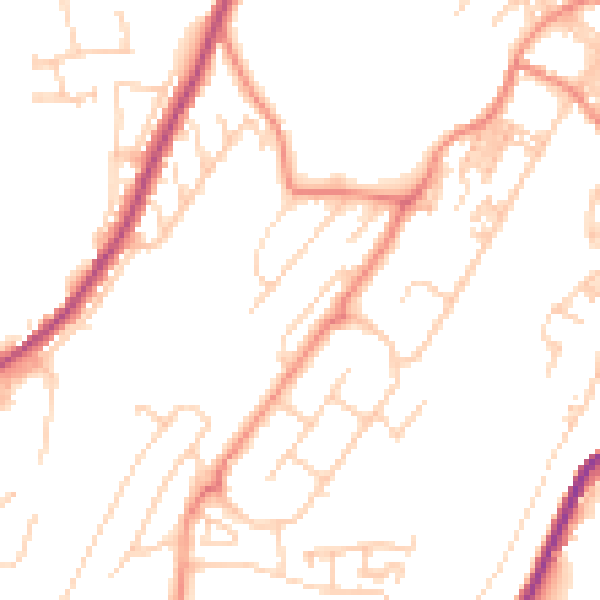Daytime road noise heatmap for BD22 7AB