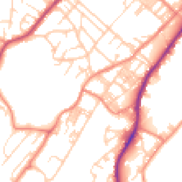Daytime road noise heatmap for BD22 7BU