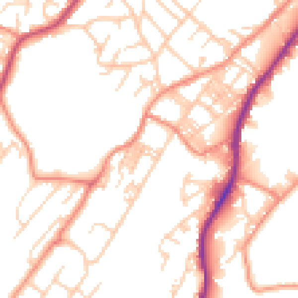 Daytime road noise heatmap for BD22 7DB