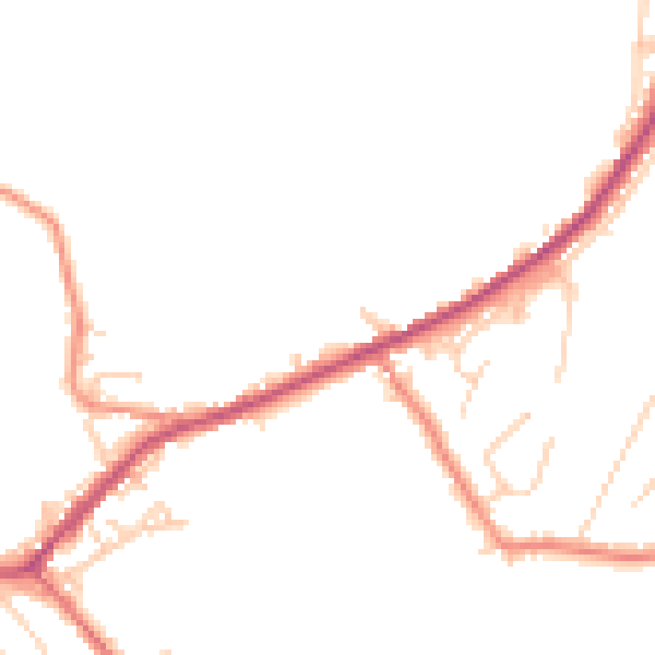 Daytime road noise heatmap for BD22 7EL