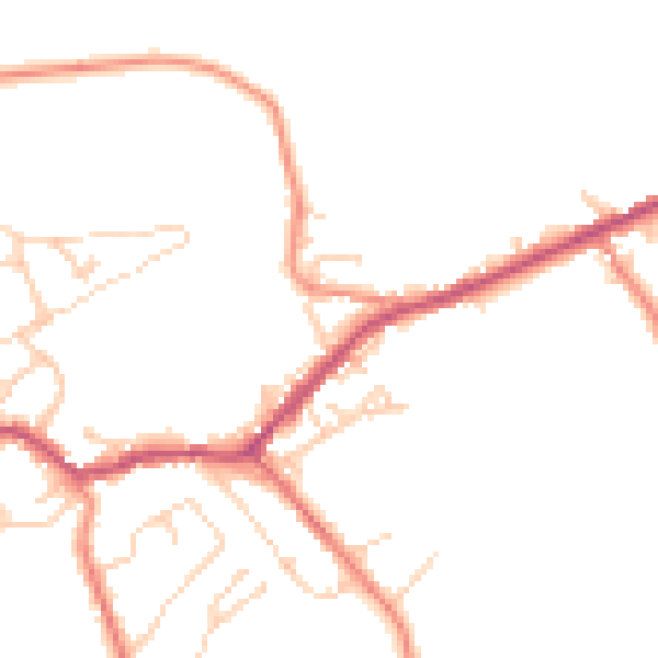 Daytime road noise heatmap for BD22 7EY