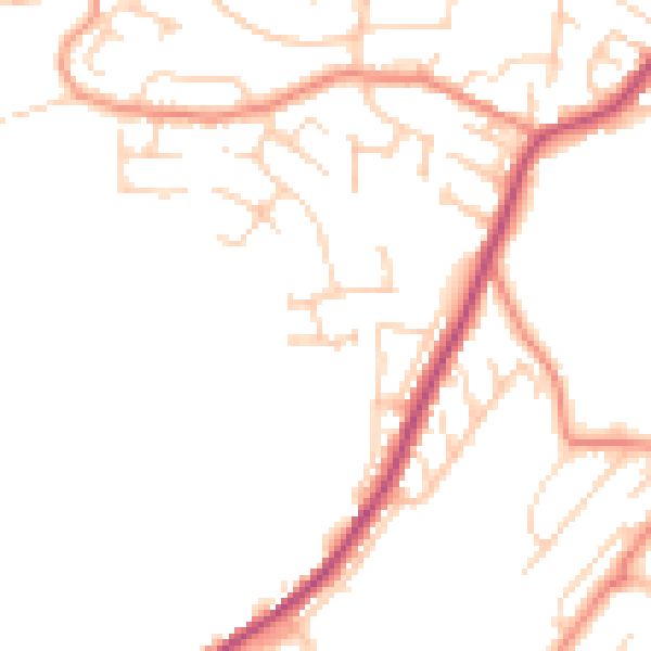 Daytime road noise heatmap for BD22 7FH