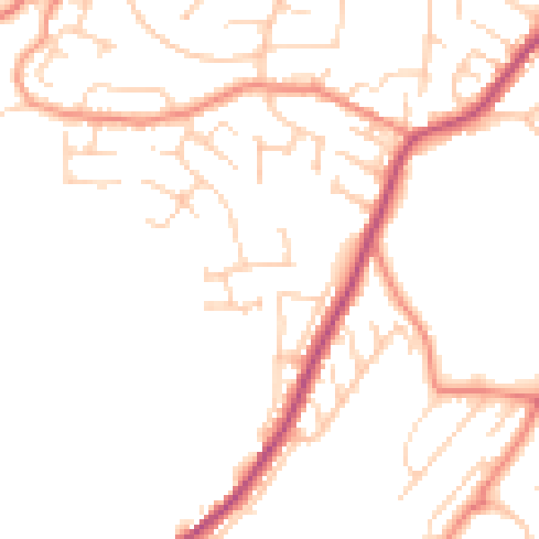 Daytime road noise heatmap for BD22 7FL