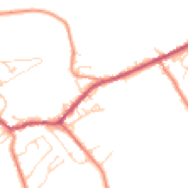 Daytime road noise heatmap for BD22 7HB