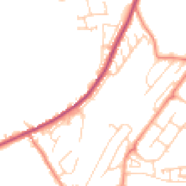 Daytime road noise heatmap for BD22 7LX