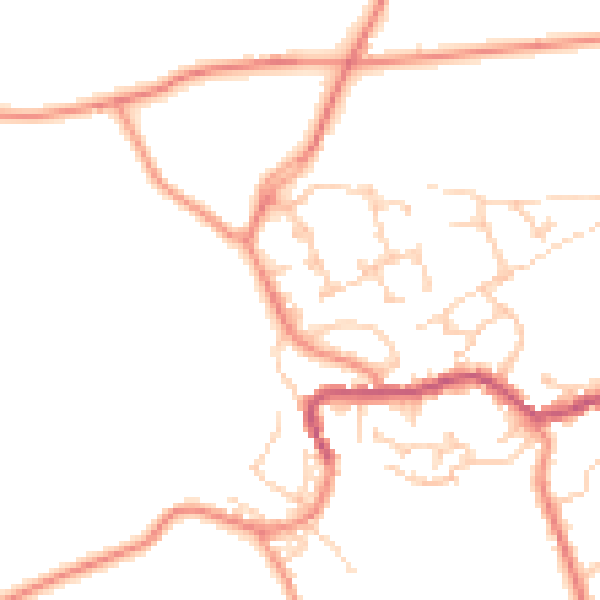 Daytime road noise heatmap for BD22 7PL