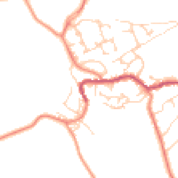 Daytime road noise heatmap for BD22 7PS