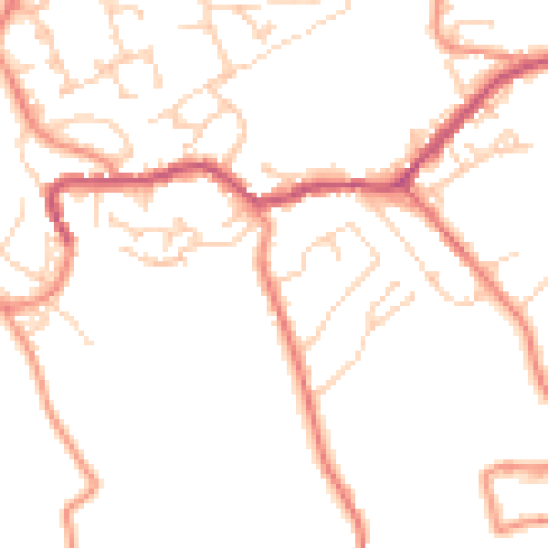 Daytime road noise heatmap for BD22 7QR