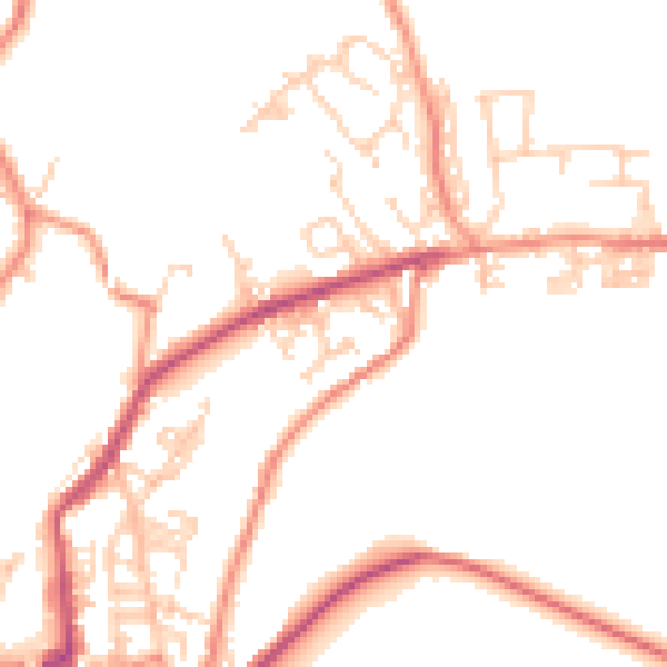 Daytime road noise heatmap for BD22 8DJ