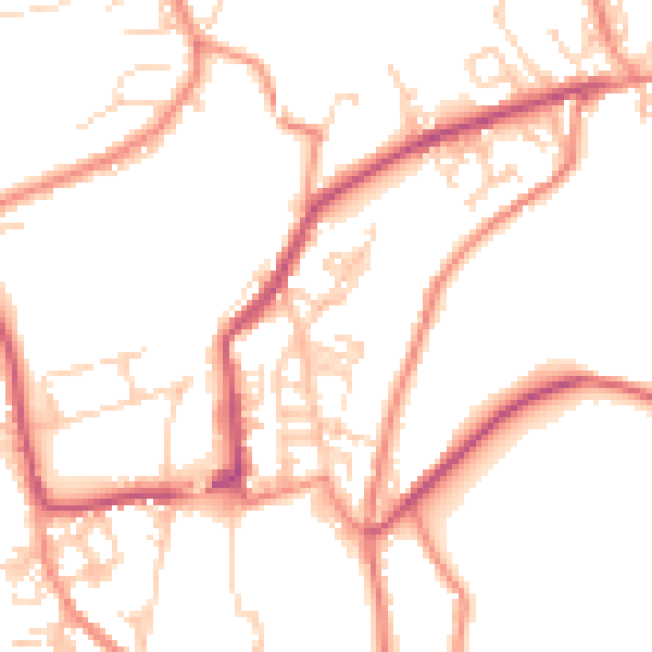 Daytime road noise heatmap for BD22 8JH