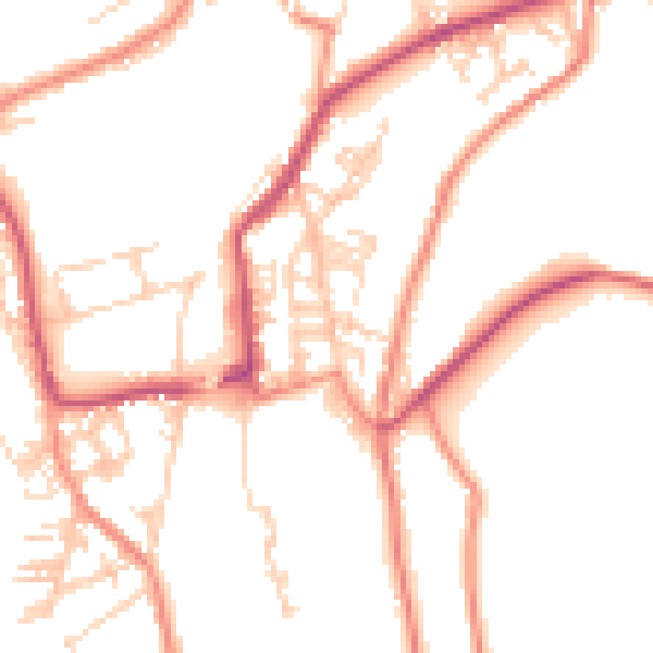 Daytime road noise heatmap for BD22 8JX