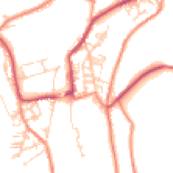 Daytime road noise heatmap for BD22 8JZ