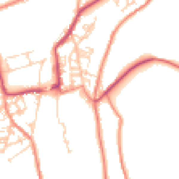 Daytime road noise heatmap for BD22 8LJ