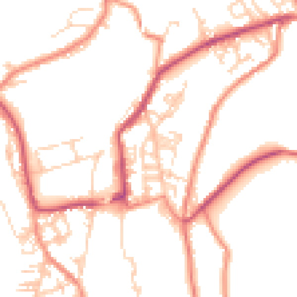 Daytime road noise heatmap for BD22 8LN