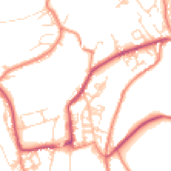 Daytime road noise heatmap for BD22 8NA