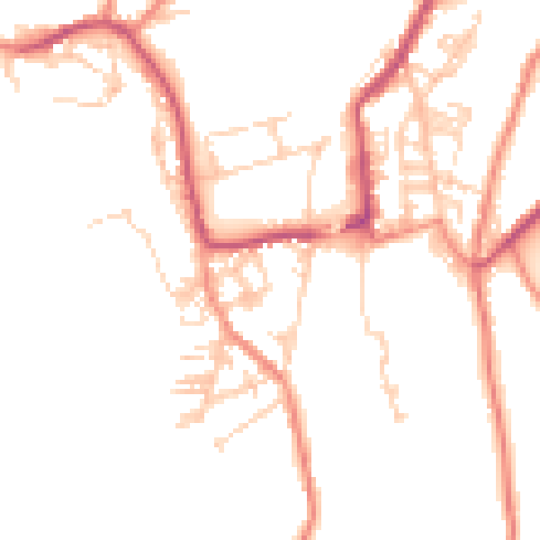 Daytime road noise heatmap for BD22 8PL