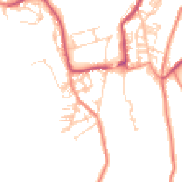 Daytime road noise heatmap for BD22 8PP