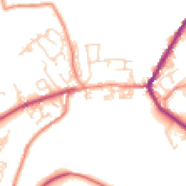 Daytime road noise heatmap for BD22 9AD