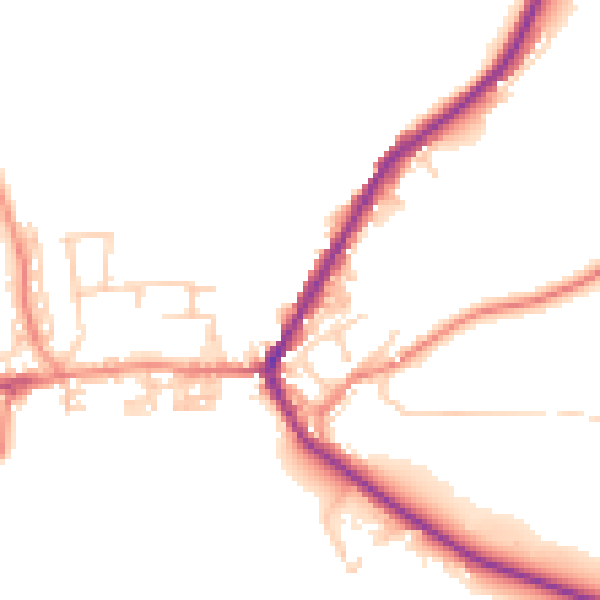 Daytime road noise heatmap for BD22 9BH