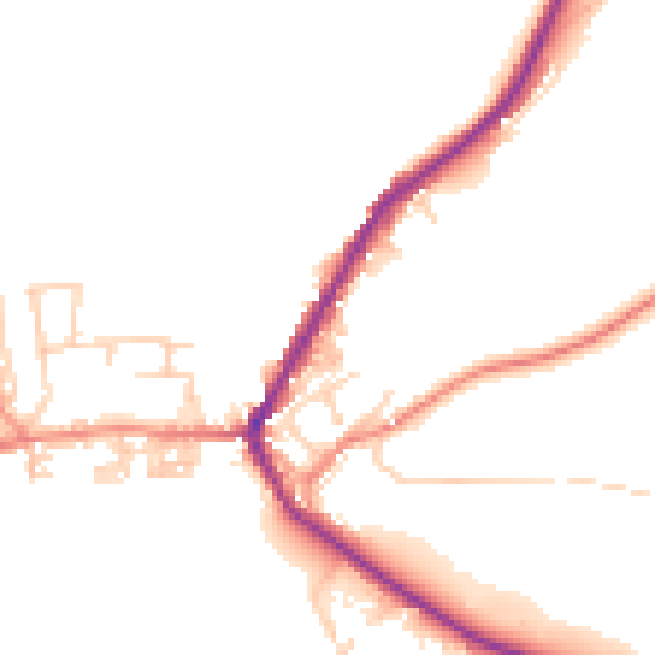 Daytime road noise heatmap for BD22 9BN