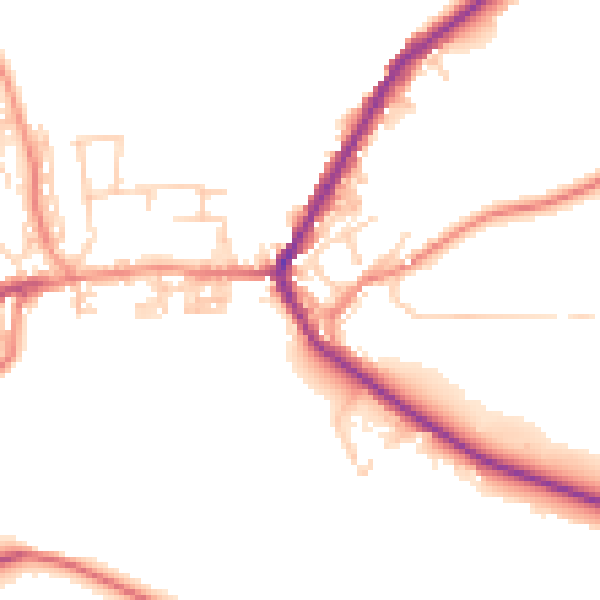 Daytime road noise heatmap for BD22 9BX