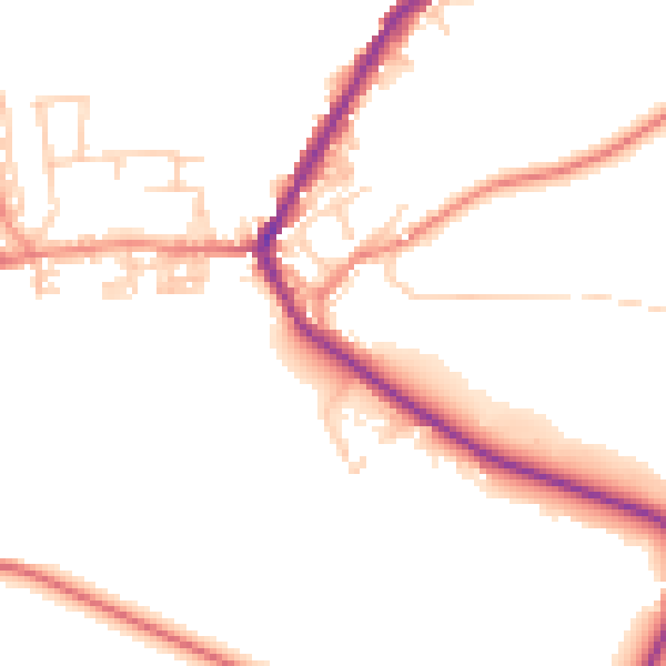 Daytime road noise heatmap for BD22 9DE