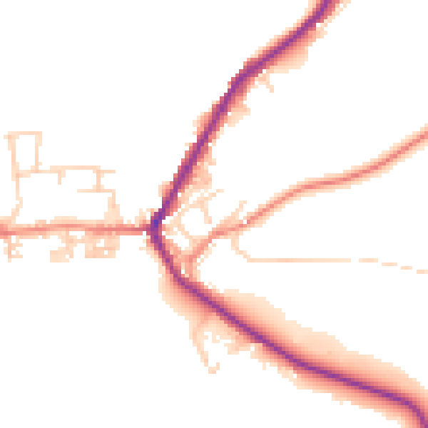 Daytime road noise heatmap for BD22 9DF