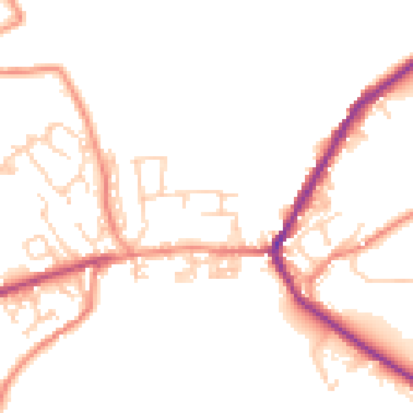 Daytime road noise heatmap for BD22 9DT