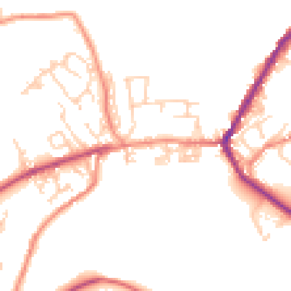 Daytime road noise heatmap for BD22 9DW